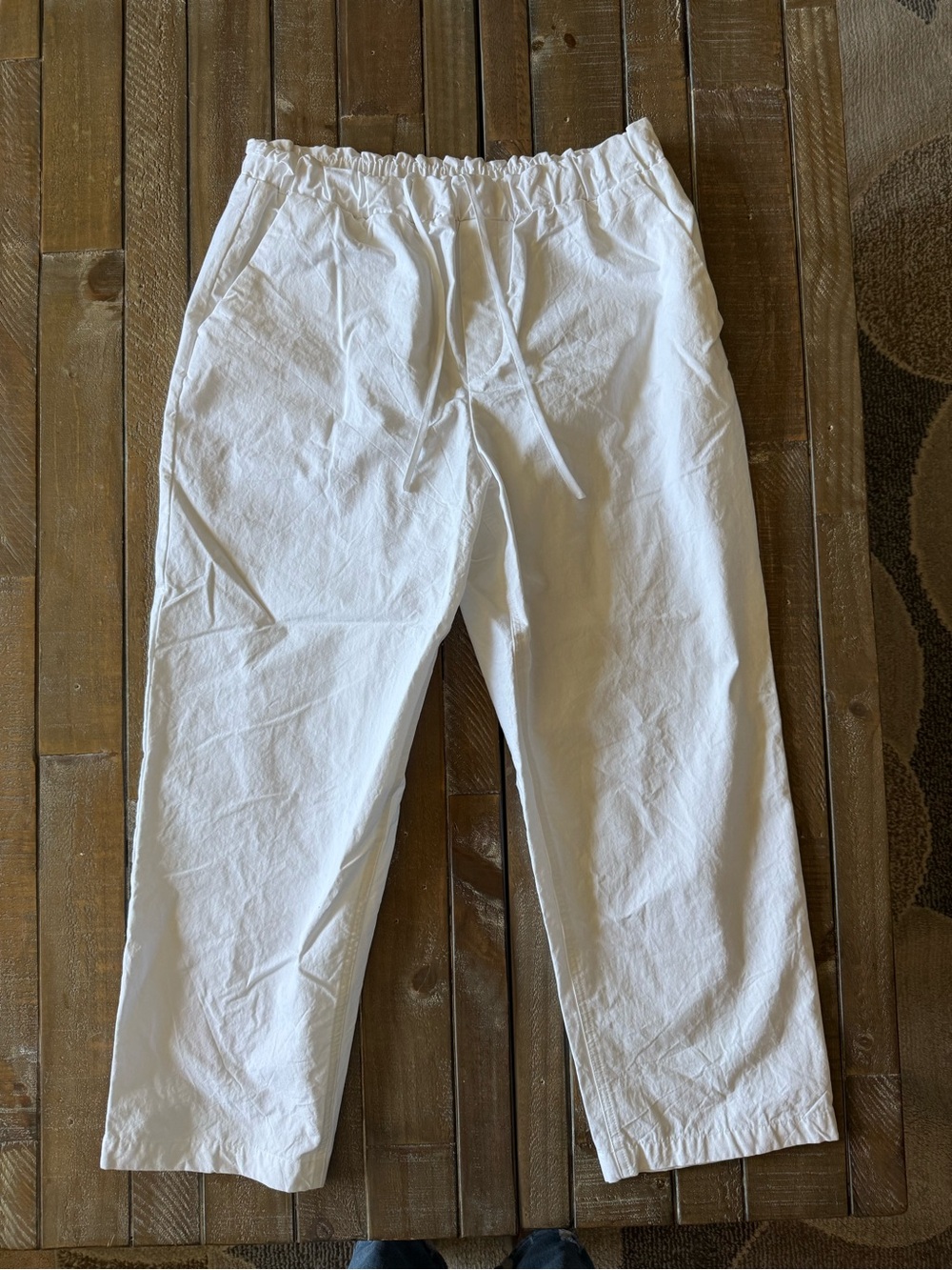 Zara White Cropped Drawstring Pants